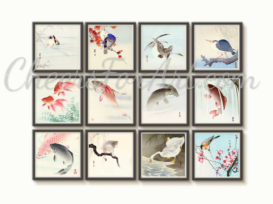 Red and Black Carps Ohara Koson - Art Print - Image 4