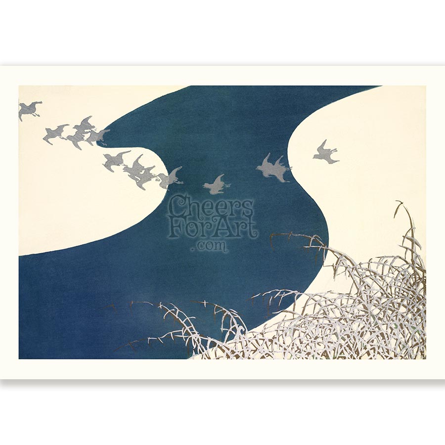 Japanese Kamisaka Sekka River and Birds - Art Print 1 Japanese Kamisaka Sekka River and Birds - Art Print