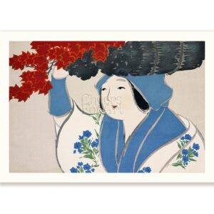 Japanese Kamisaka Sekka Women and Maple Leaves - Art Print Japanese Kamisaka Sekka Women and Maple Leaves - Art Print