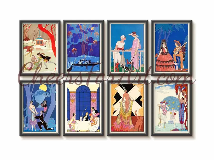 Lady in Blue George Barbier - Art Print 4 Lady in Blue George Barbier - Art Print - Image 4