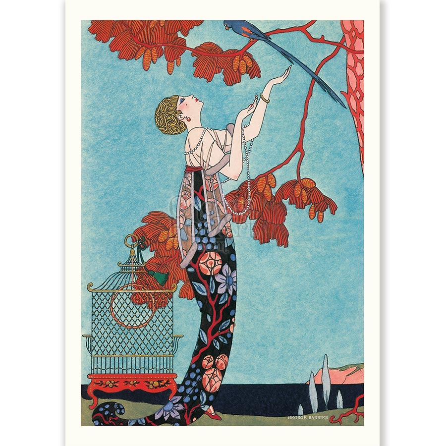 Fashion Lady with Bird George Barbier - Art Print