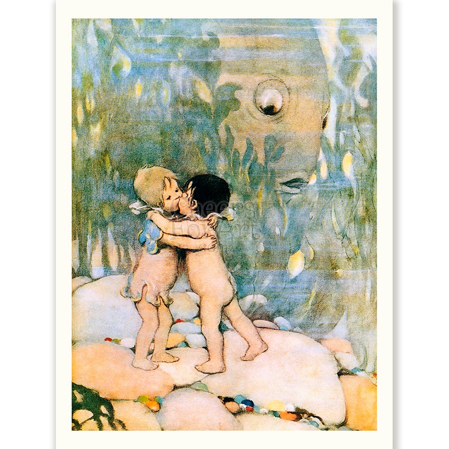 Jessie Willcox Smith Water Baby hugging - Art Print 1 Jessie Willcox Smith Water Baby hugging - Art Print