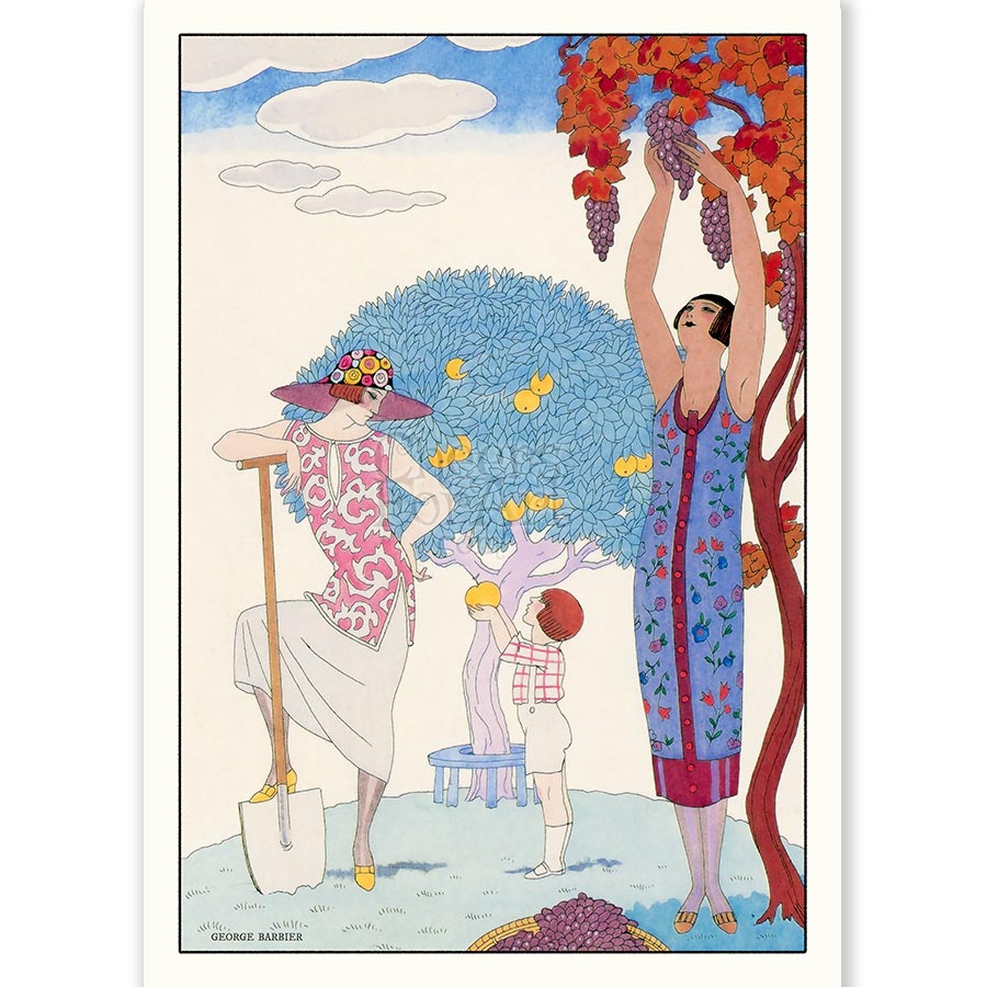Ladies and Fruit Trees George Barbier - Art Print