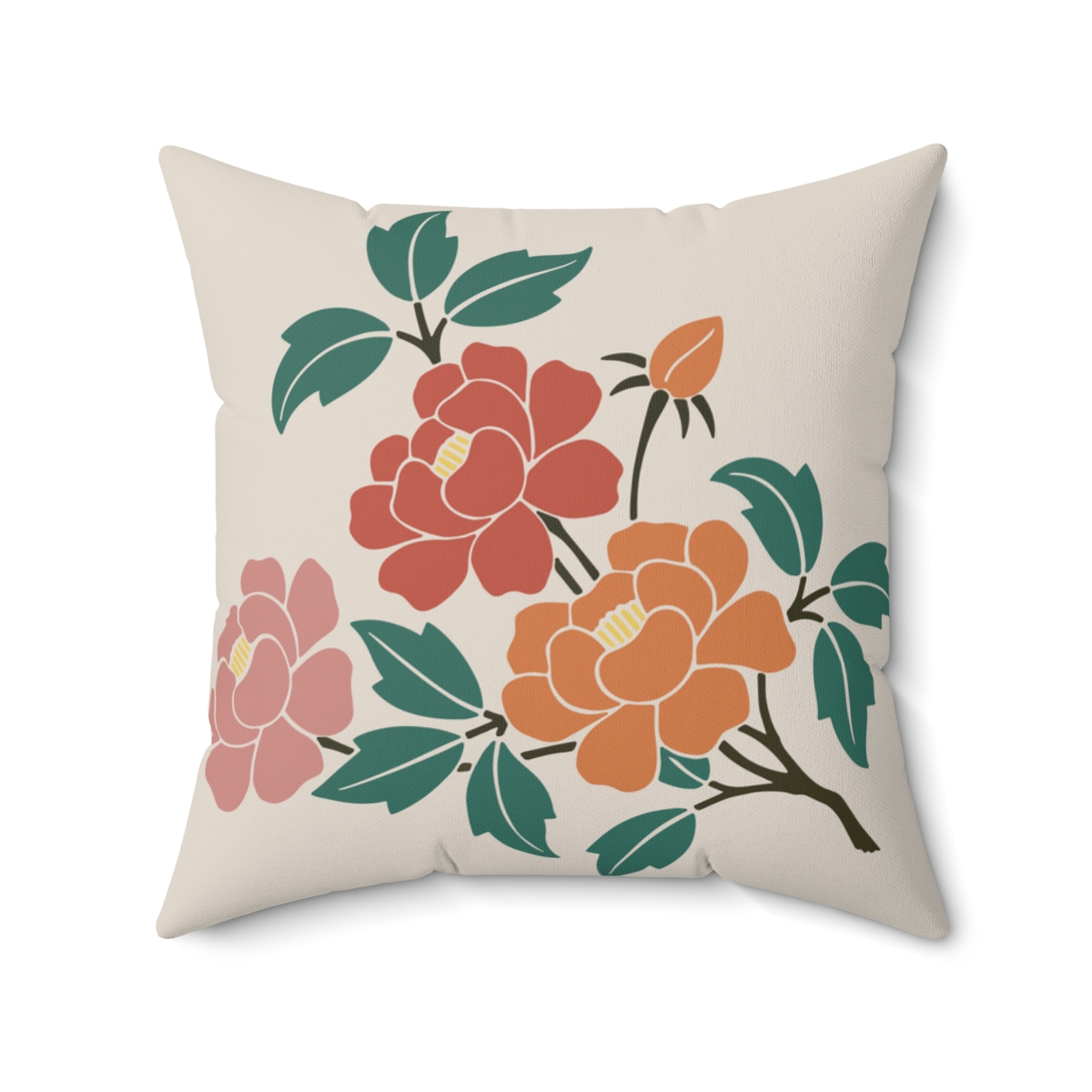 Retro Floral Pattern 1, Square Pillow, 74150-1b - Image 2