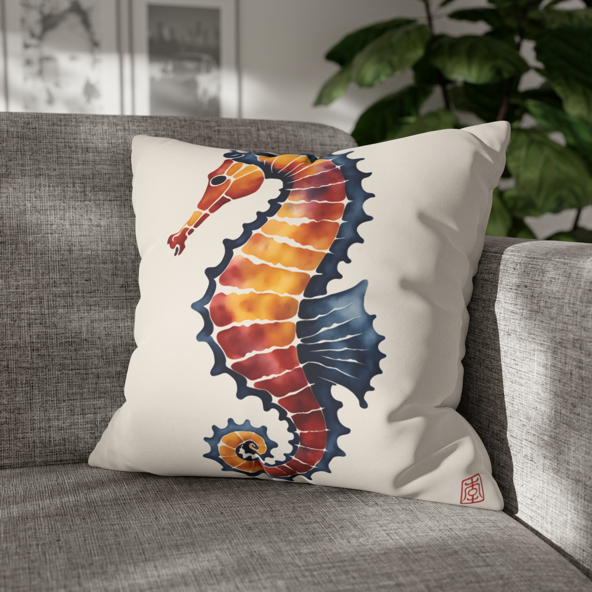 Seahorse In Watercolor Pillow Case 74204-1a - Image 4