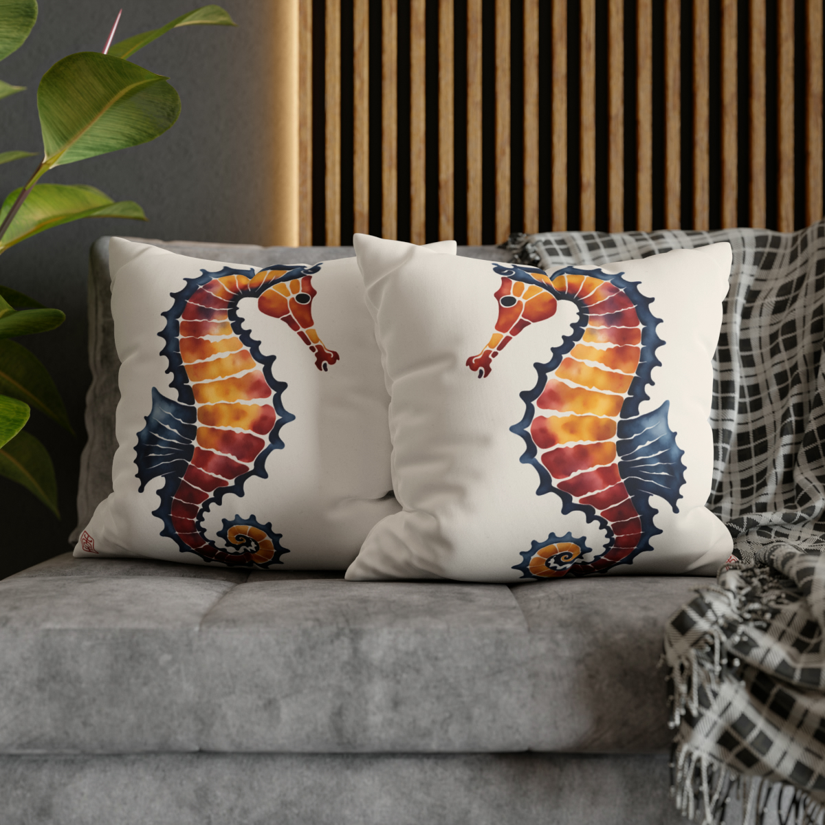 Seahorse In Watercolor Pillow Case 74204-1a - Image 5