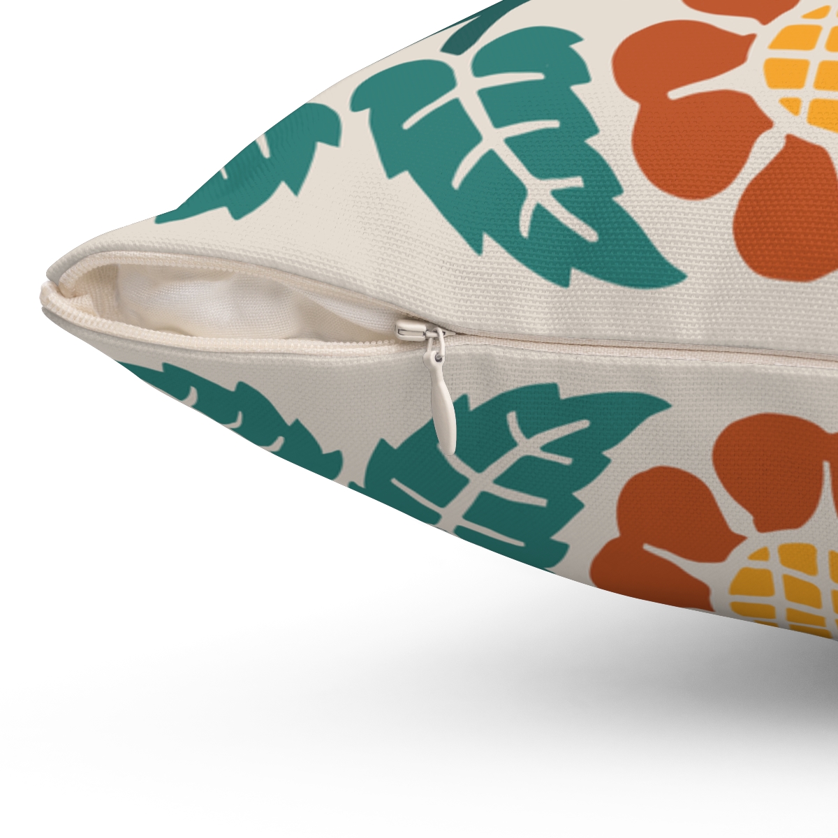 Blossoms and Leaves Pattern in Multicolor. Square Pillow, 74156-5b - Image 3