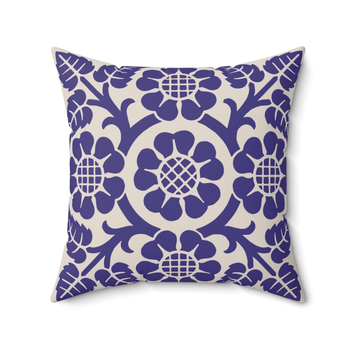 Blossoms and Leaves Pattern in Purple. Square Pillow, 74156-5f
