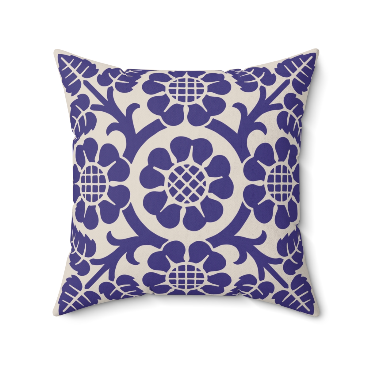 Blossoms and Leaves Pattern in Purple. Square Pillow, 74156-5f - Image 2