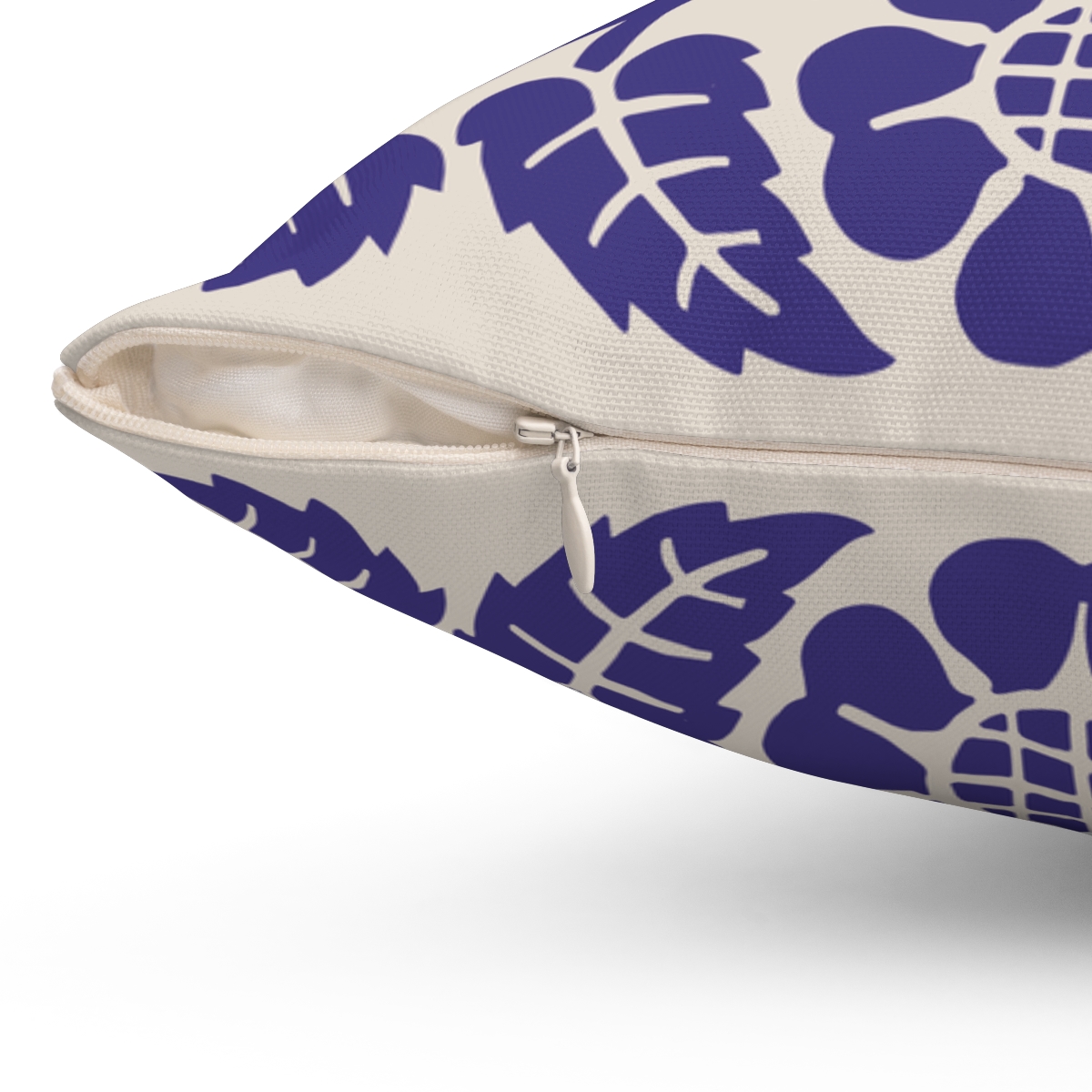 Blossoms and Leaves Pattern in Purple. Square Pillow, 74156-5f - Image 3