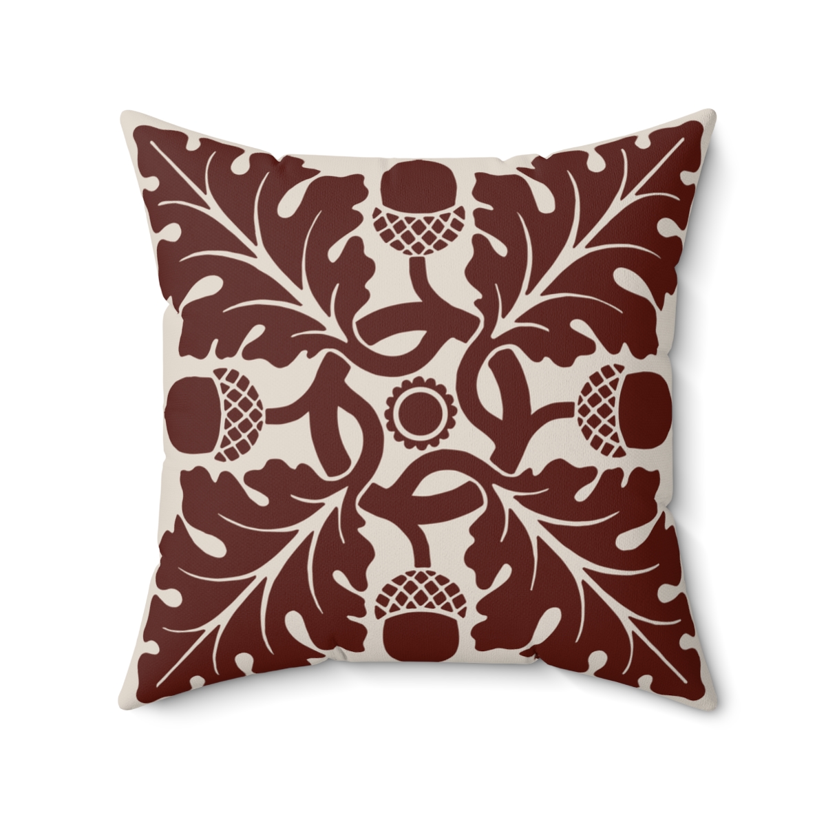 Flower and Foliage Pattern In Brown. Square Pillow, 74156-4e