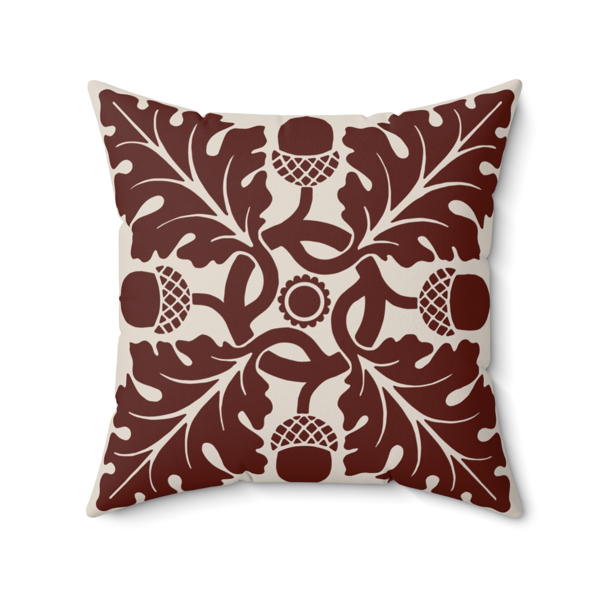 Flower and Foliage Pattern In Brown. Square Pillow, 74156-4e - Image 2