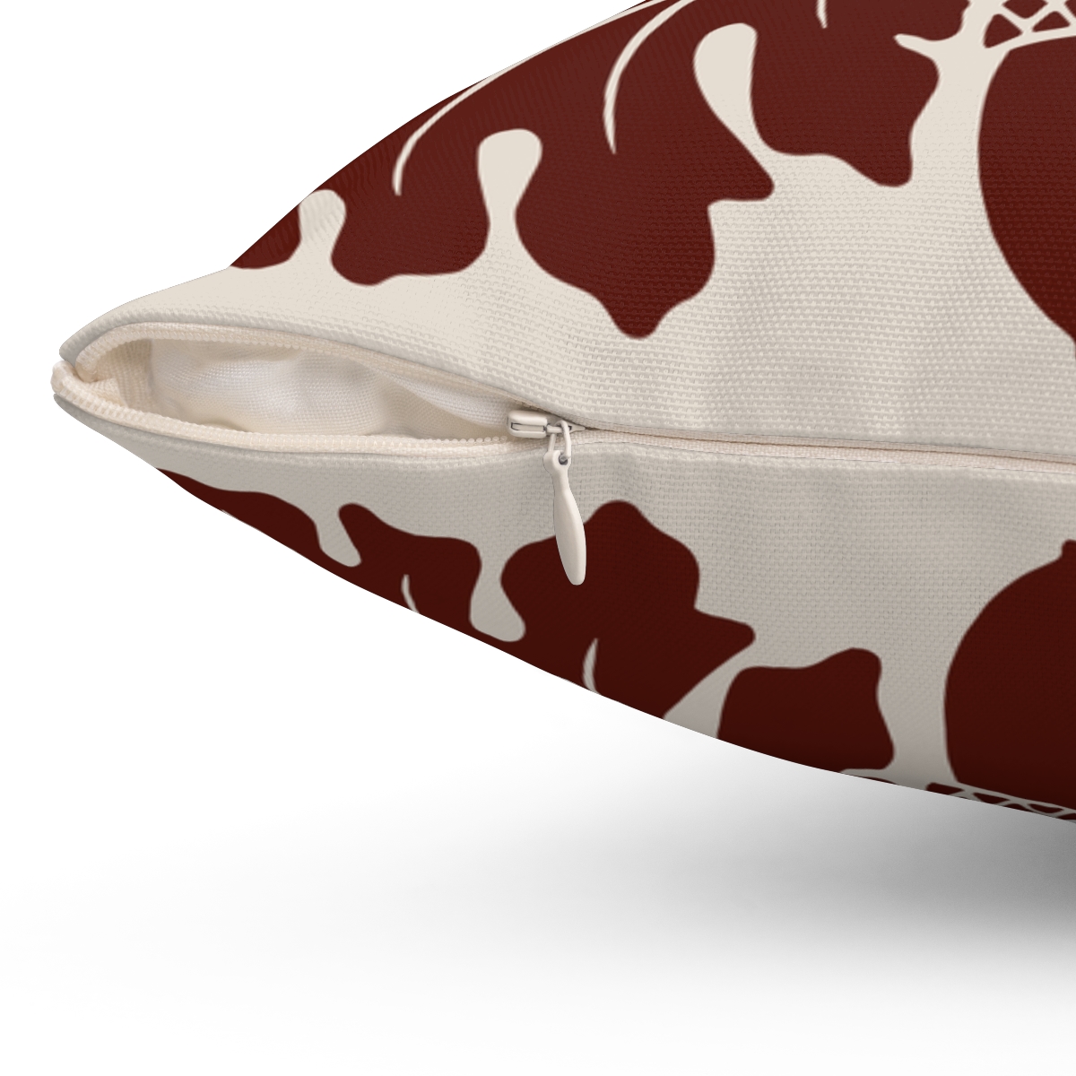 Flower and Foliage Pattern In Brown. Square Pillow, 74156-4e - Image 3