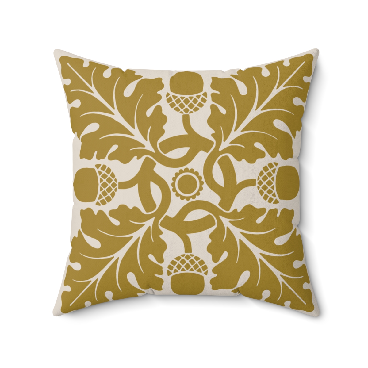 Flower and Foliage Pattern In Mustard Yellow. Square Pillow, 74156-4g