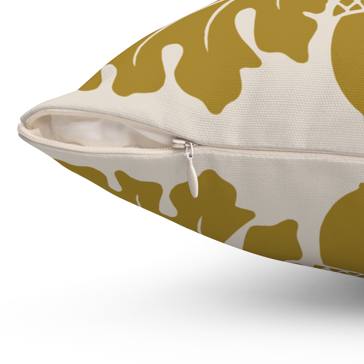 Flower and Foliage Pattern In Mustard Yellow. Square Pillow, 74156-4g - Image 3