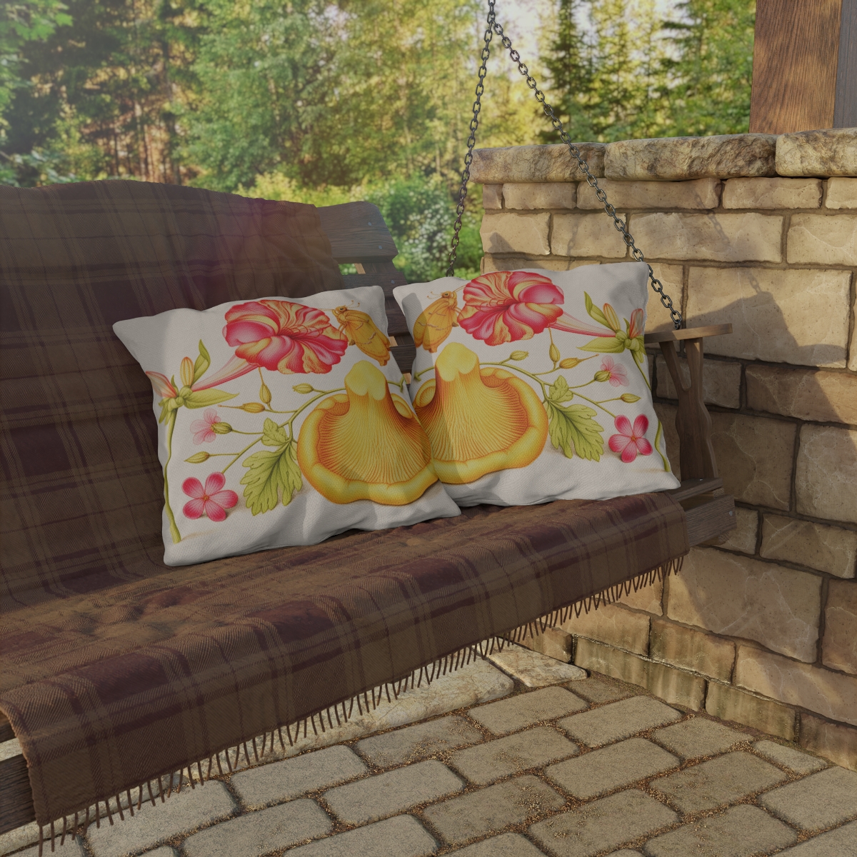 Georg Bocksay Herb Robert & Chanterelle. Outdoor Pillow  A4-9 - Image 4