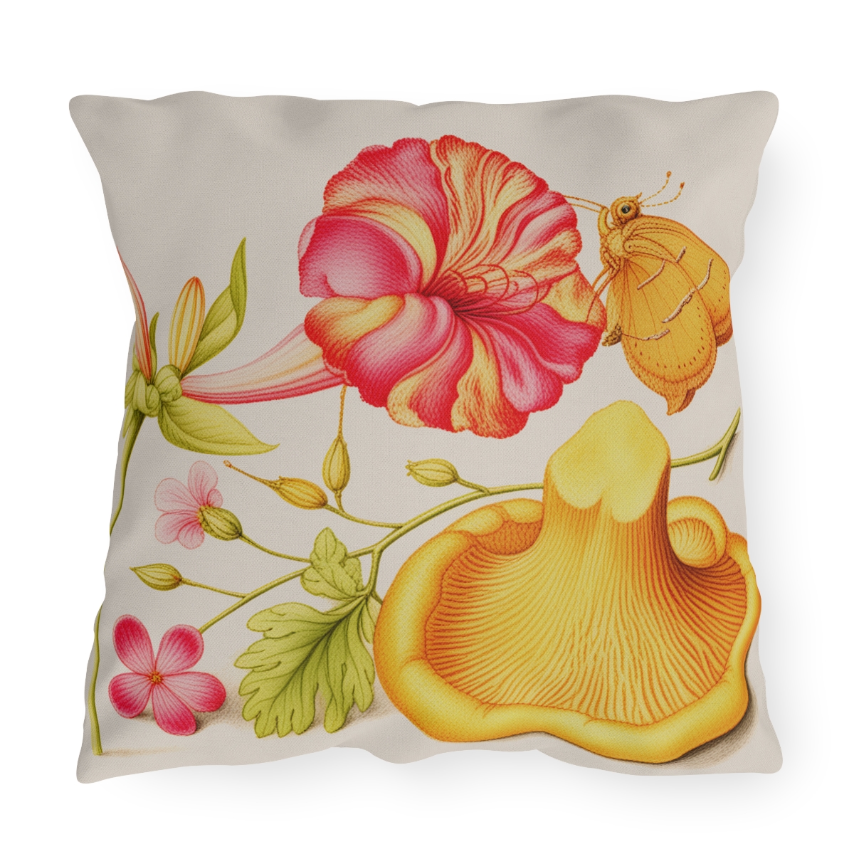 Georg Bocksay Herb Robert & Chanterelle. Outdoor Pillow  A4-9