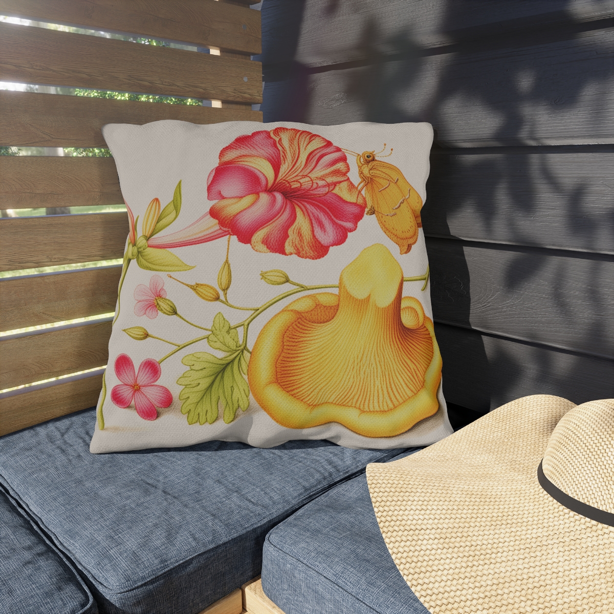 Georg Bocksay Herb Robert & Chanterelle. Outdoor Pillow  A4-9 - Image 3