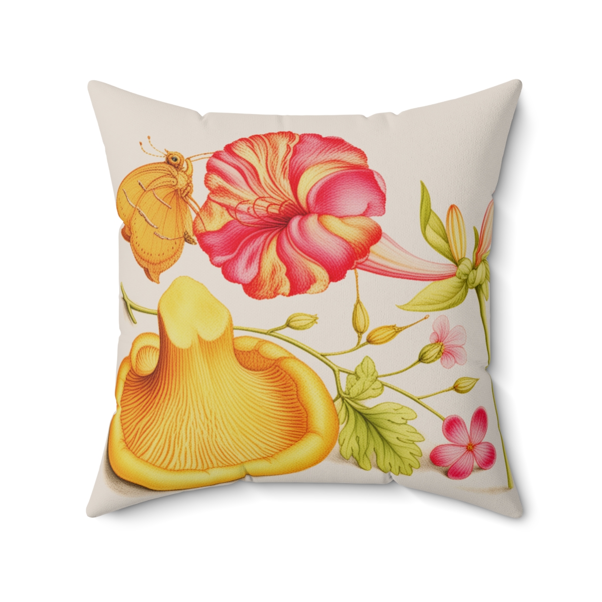 Georg Bocksay Herb Robert & Chanterelle. Square Pillow A4-9 2 Georg Bocksay Herb Robert & Chanterelle. Square Pillow A4-9 - Image 2