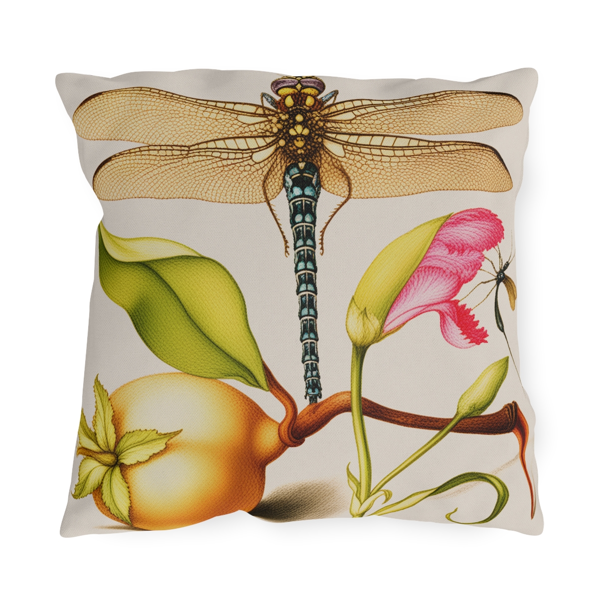 Georg Bocksay Dragonfly & Pear. Outdoor Pillow A4-21