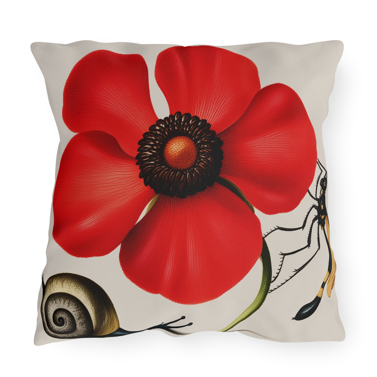 Georg Bocksay Poppy Anemone. Outdoor Pillow A4-2