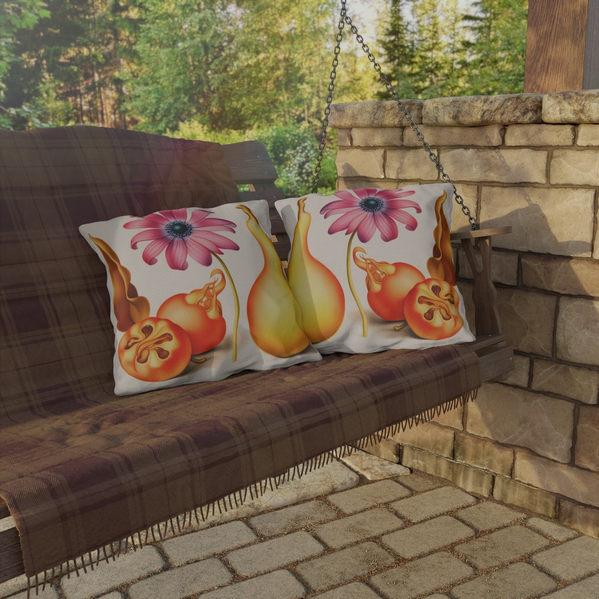 Georg Bocksay Poppy Anemone & Pear. Outdoor Pillow A4-8 4 Georg Bocksay Poppy Anemone & Pear. Outdoor Pillow A4-8 - Image 4