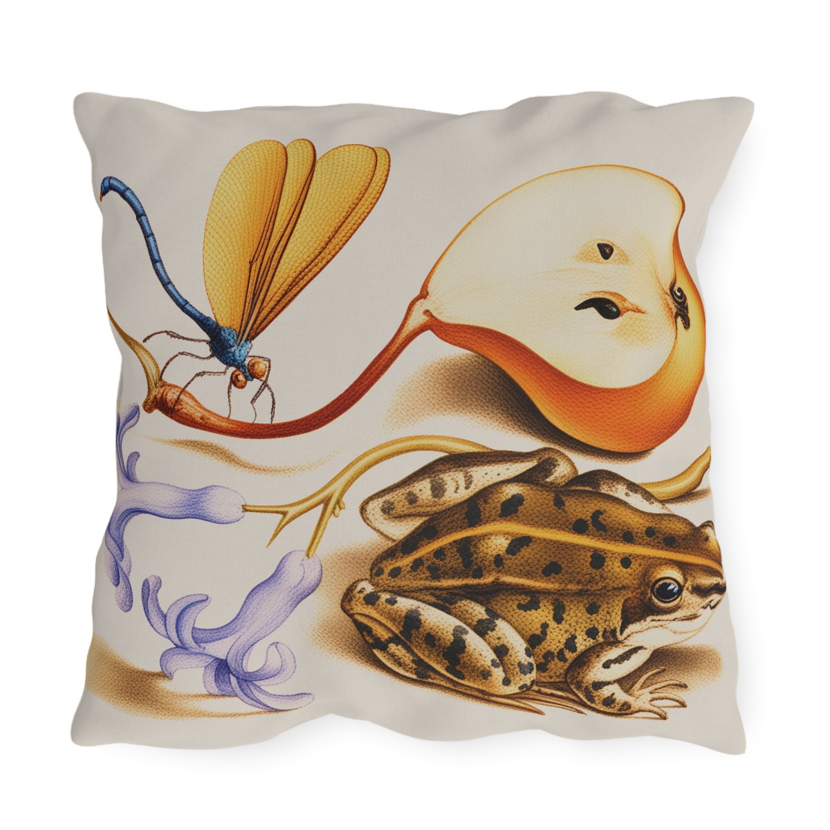 Georg Bocskay Common Pear & Moor Frog. Outdoor Pillow A4-28 - Image 2