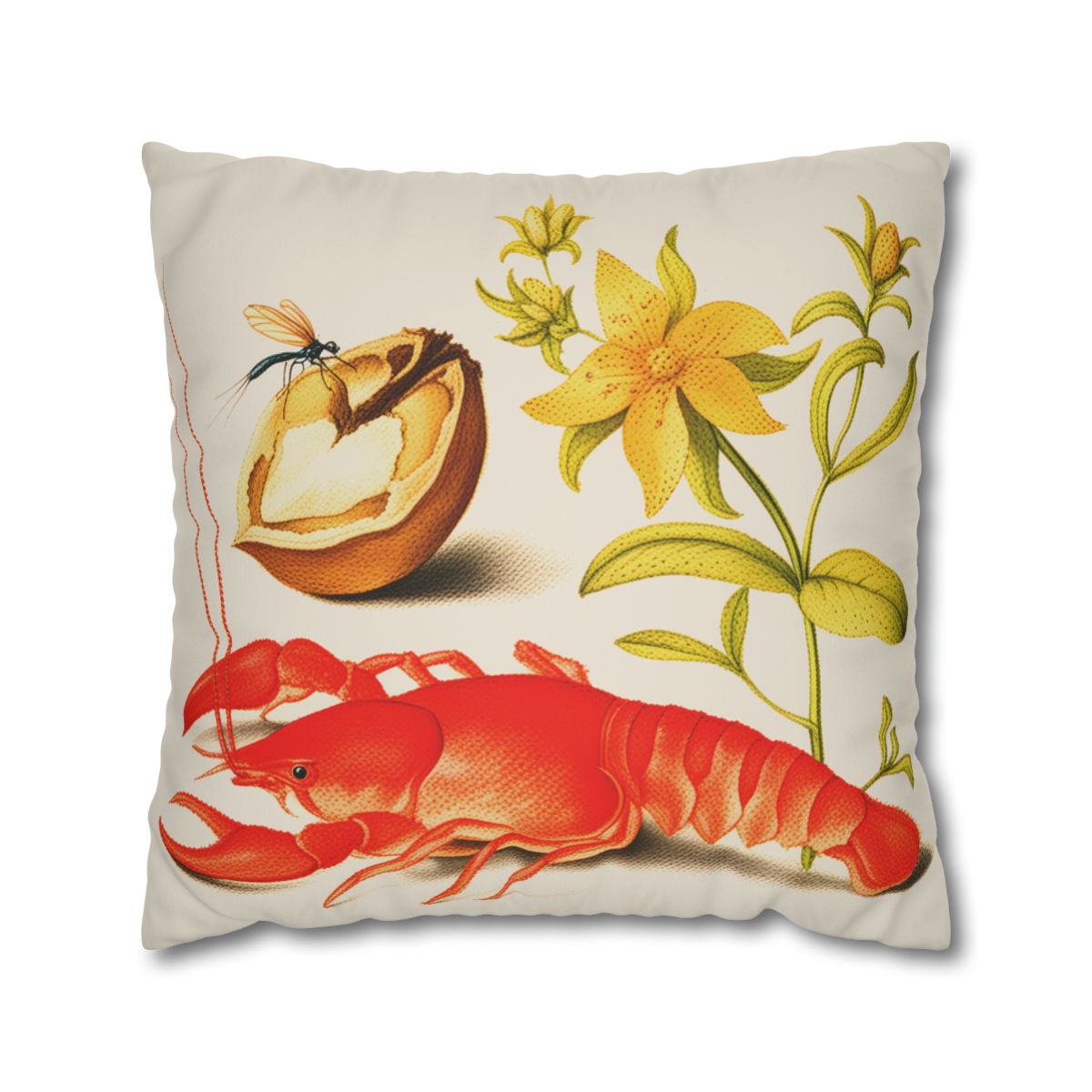 Georg Bocskay English Walnut & Crayfish. Pillow Case A4-19 - Image 2