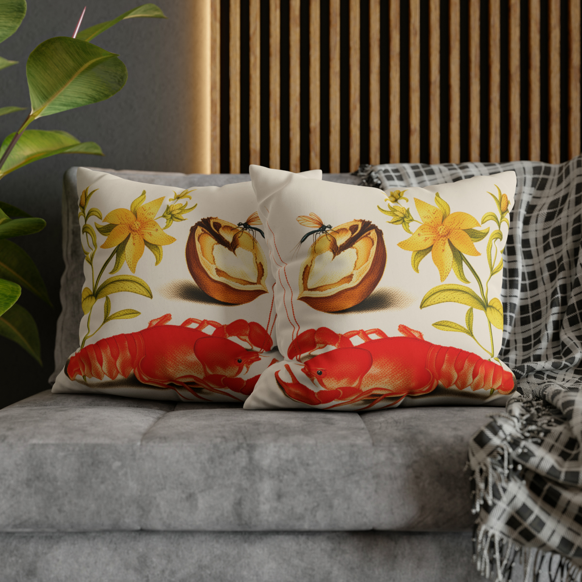 Georg Bocskay English Walnut & Crayfish. Pillow Case A4-19 - Image 5