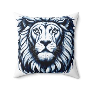 Lion Head in B&W Square Pillow, 74035-1b