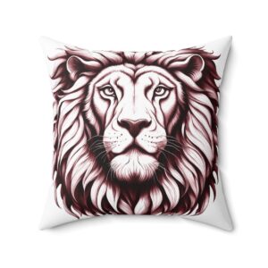 Lion Head Monochrome Square Pillow, 74035-1c