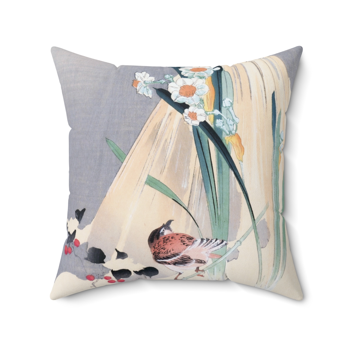 Ohara Koson Bird & Hay Bundle. Square Pillow J12-20 - Image 2