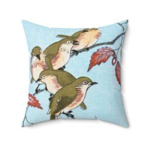 Ohara Koson Birds On Branch. Square Pillow J12-18