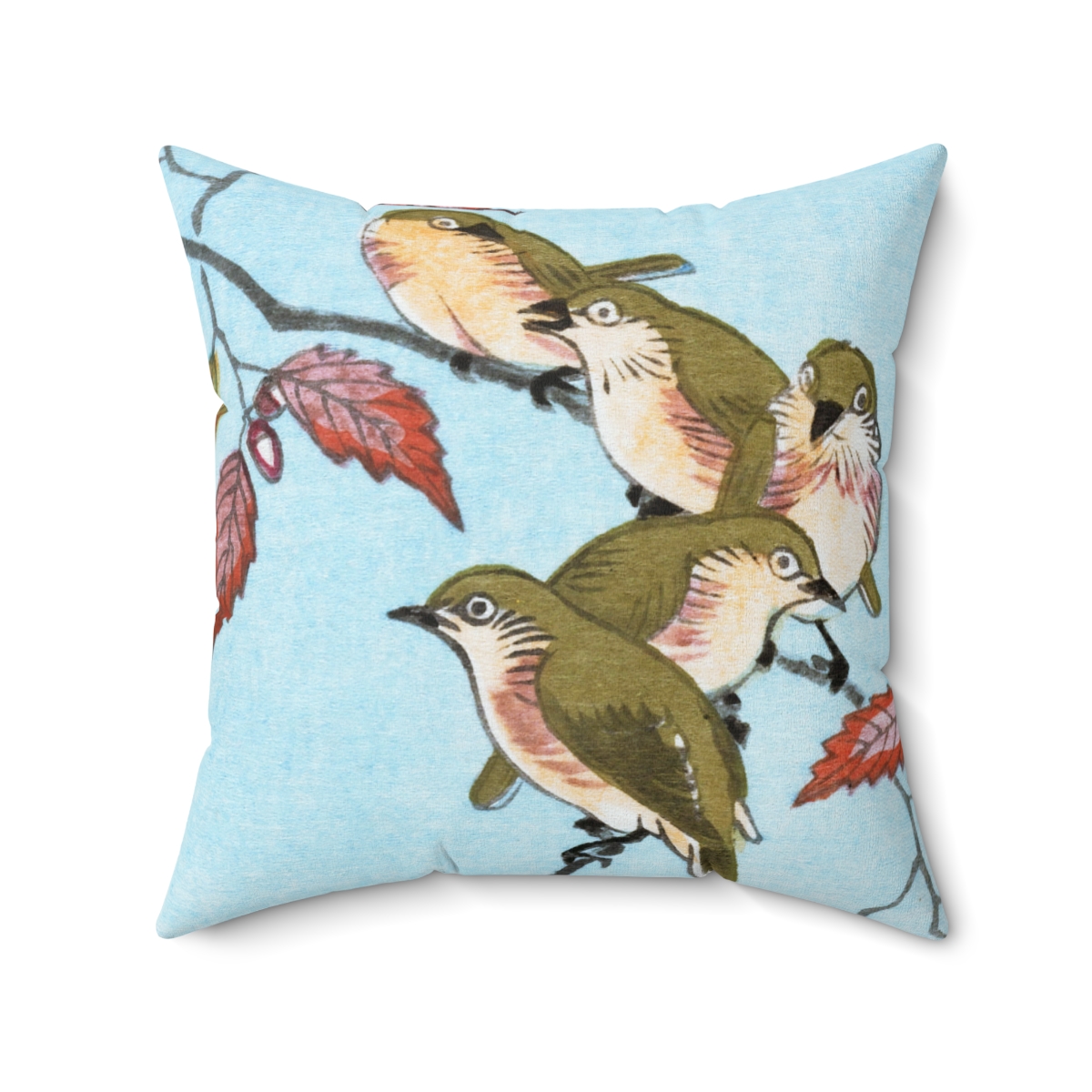 Ohara Koson Birds On Branch. Square Pillow J12-18 - Image 2