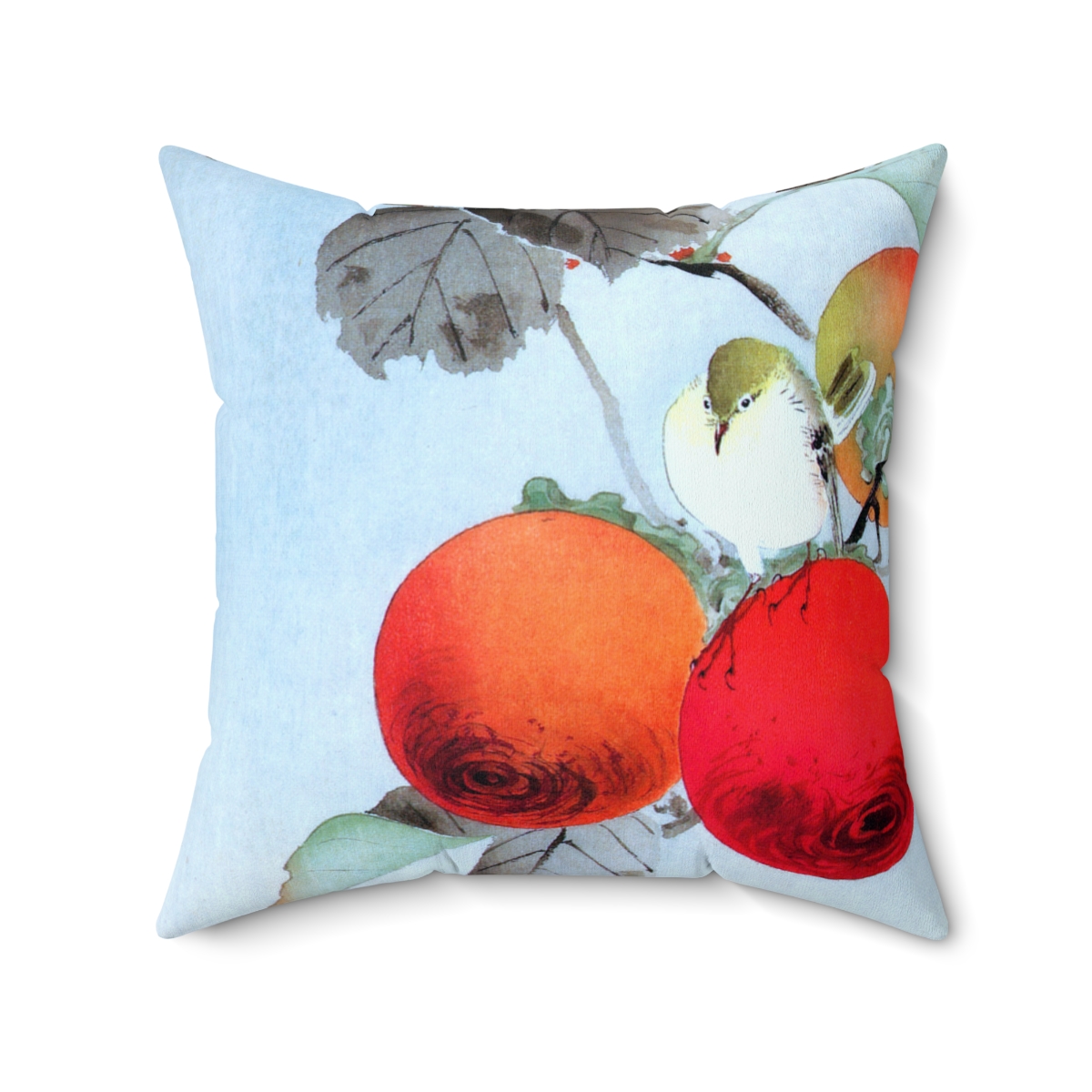 Ohara Koson Birds & Persimmons. Square Pillow J12-21