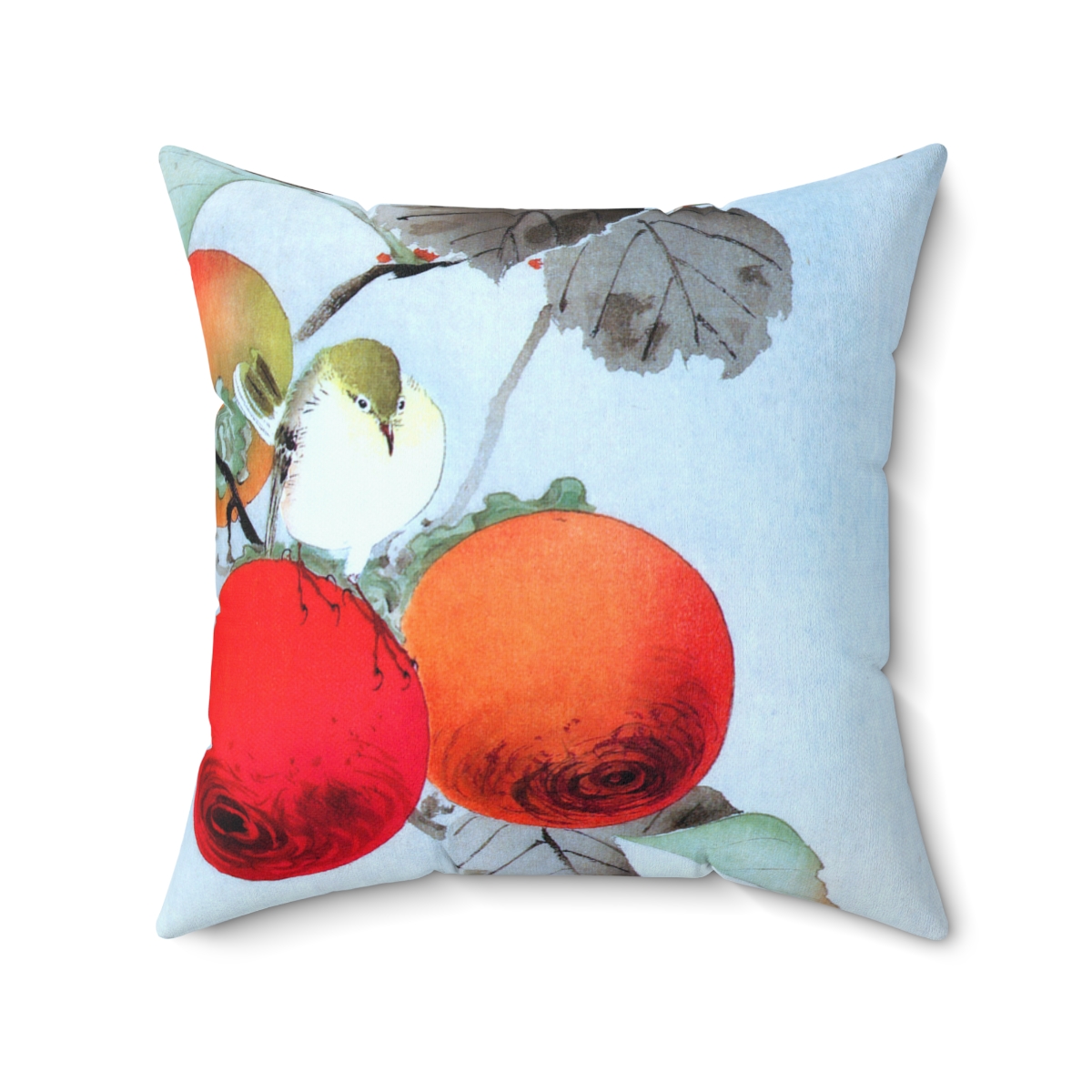 Ohara Koson Birds & Persimmons. Square Pillow J12-21 - Image 2