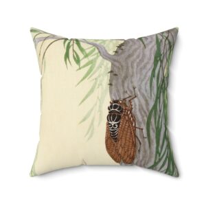 Ohara Koson Cicada On Tree. Square Pillow J12-75