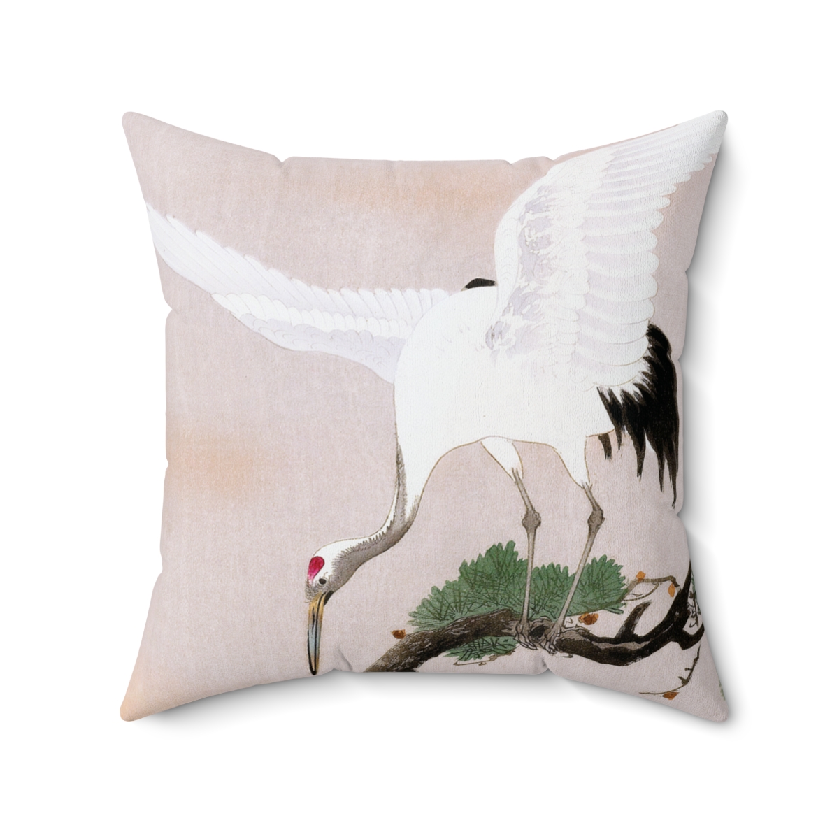 Ohara Koson Crane, Nest & Pine Tree. Square Pillow J12-45 - Image 2