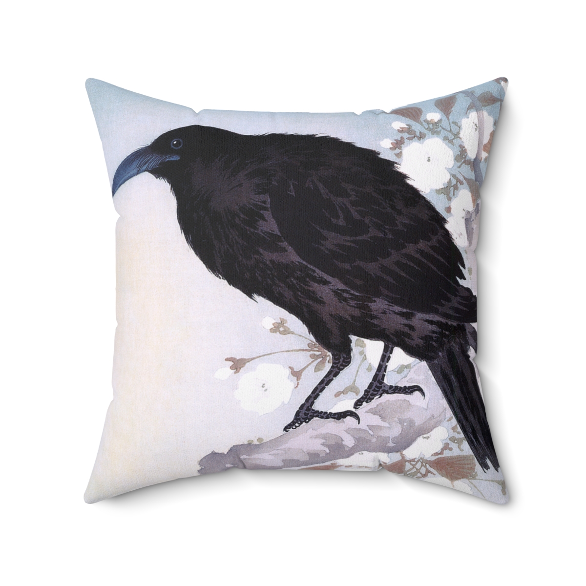 Ohara Koson Crow & Full Moon. Square Pillow J12-25