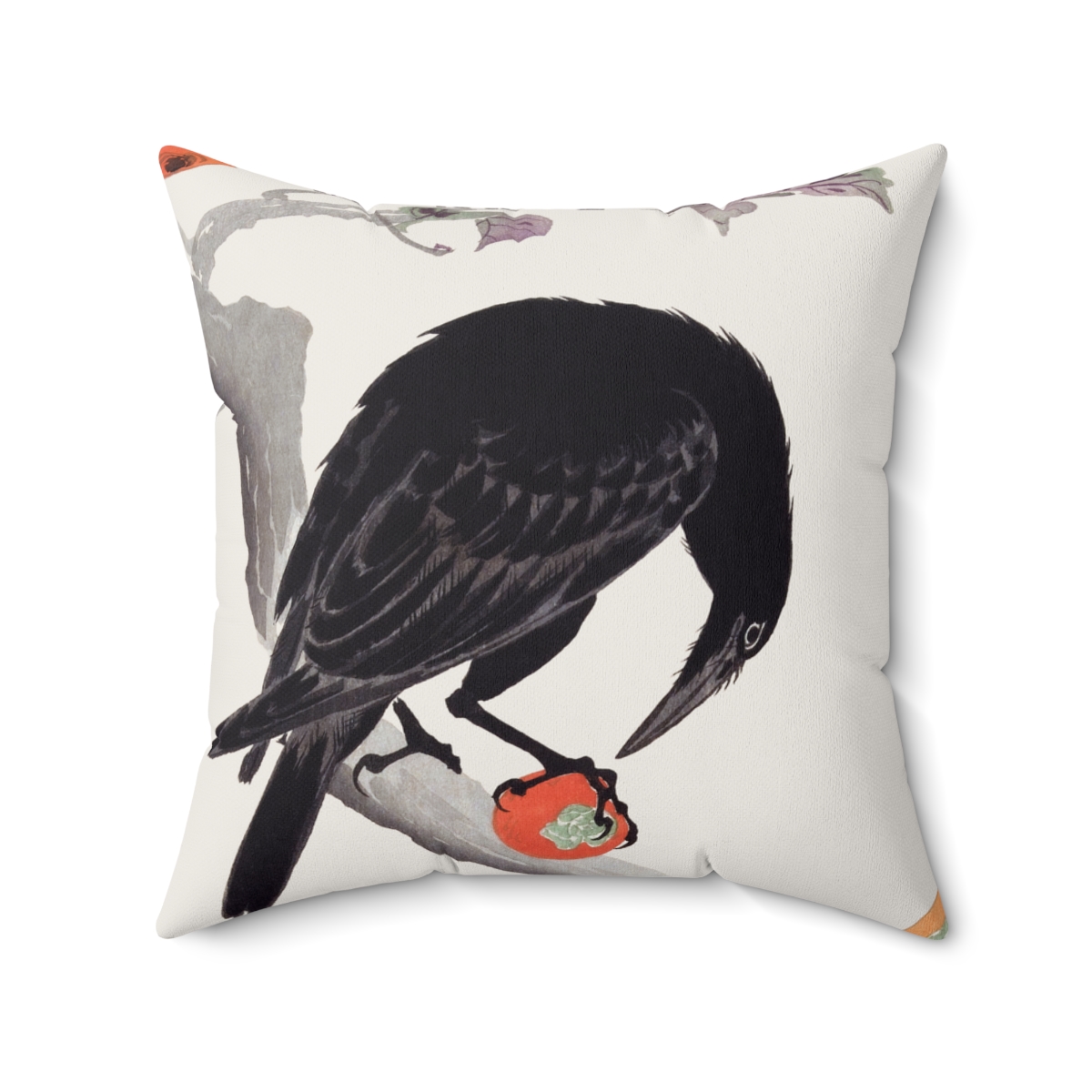 Ohara Koson Crow On Branch. Square Pillow J12-9
