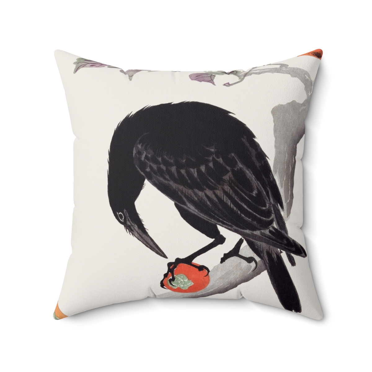 Ohara Koson Crow On Branch. Square Pillow J12-9 - Image 2