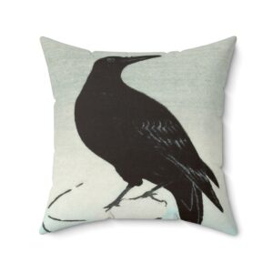 Ohara Koson Crow On Snowy Stump. Square Pillow J12-76
