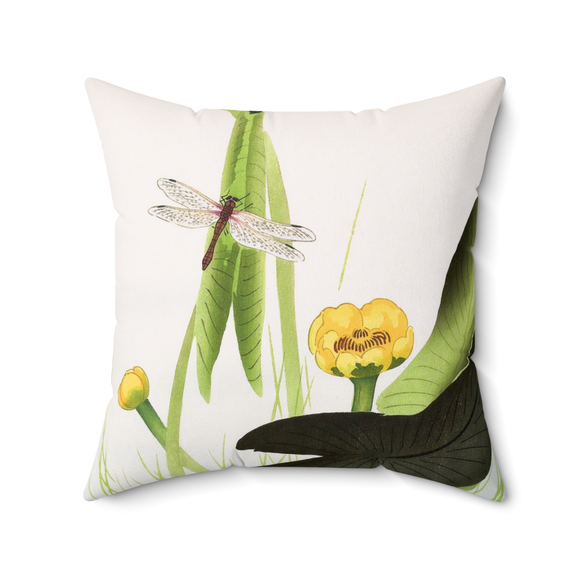Ohara Koson Dragonfly & Lotus. Square Pillow J12-46