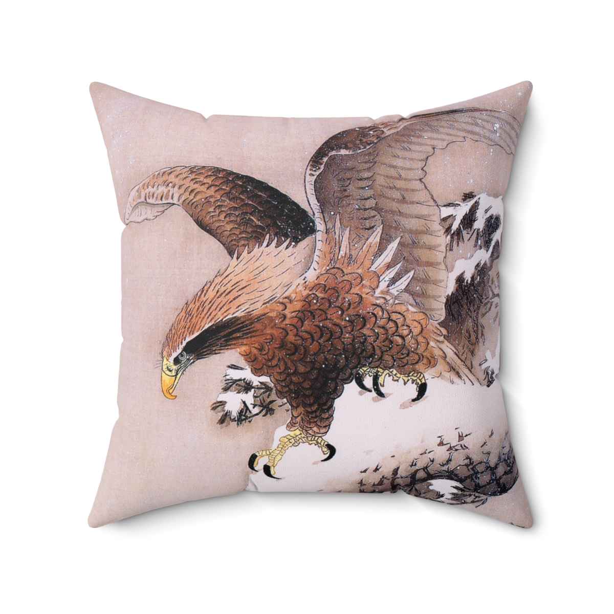 Ohara Koson Eagle on Snowy Pine. Square Pillow J12-38 - Image 2