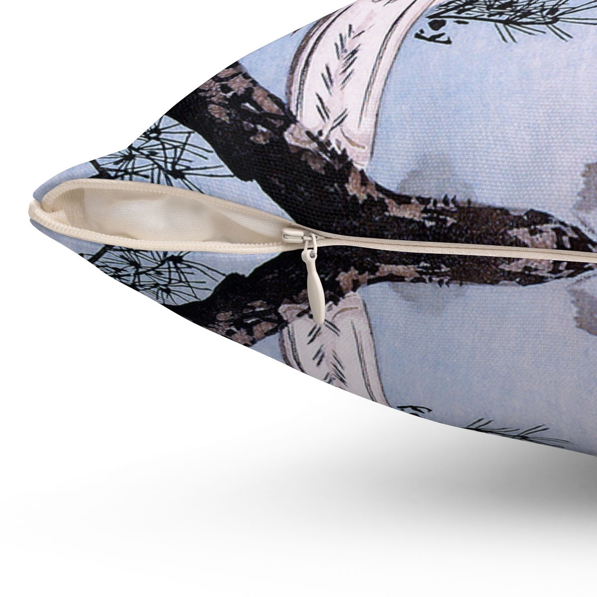 Japanese Koson Goshawk on Branch with Rainbow Square Pillow - Image 3