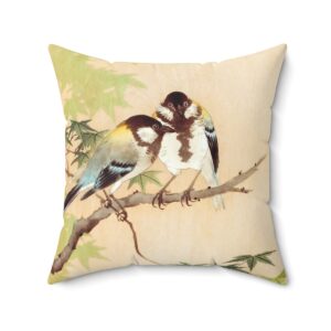 Ohara Koson Great Tits On Maple Branch. Square Pillow J12-13
