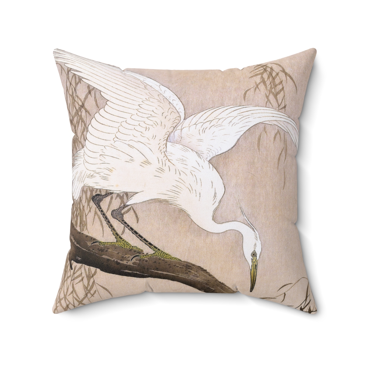 Ohara Koson Heron & Willow. Square Pillow J12-71 - Image 2