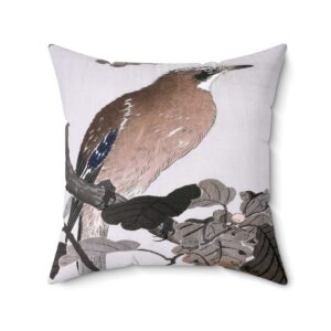 Ohara Koson Jay On Oak Tree. Square Pillow J12-80