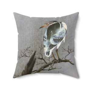 Ohara Koson Kwak On Branch. Square Pillow J12-12