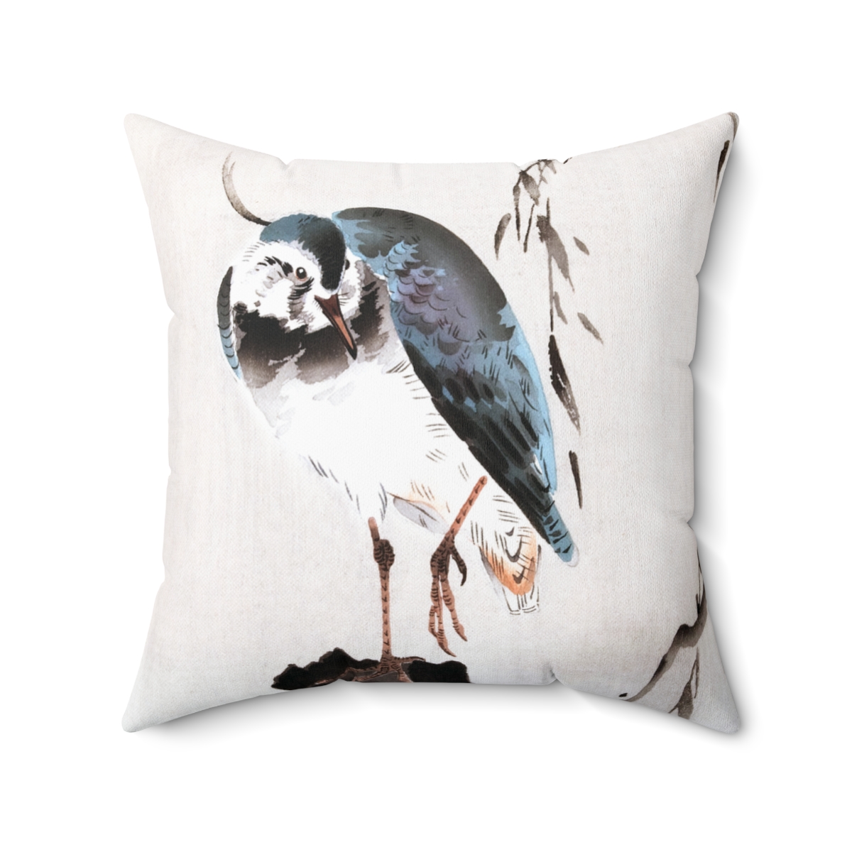 Ohara Koson Lapwing On Tree Stump. Square Pillow J12-10